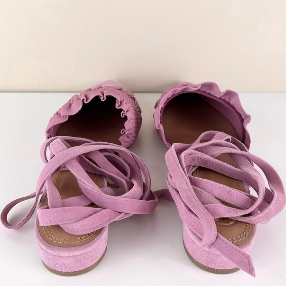 TORY BURCH PINK SUEDE ANKLE WRAP MULES - Picture 5 of 12